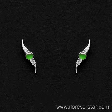Green Color Icy Jadeite Stud Earrings